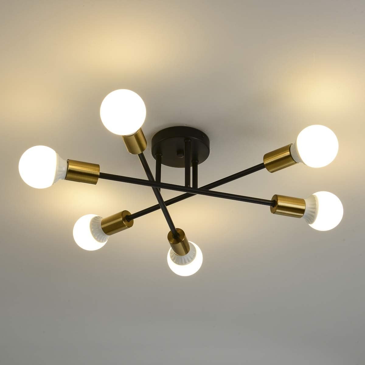 Mid Century Modern 6-Light Sputnik Chandelier Light Fixture Nordic Personality Ceiling — photo 7