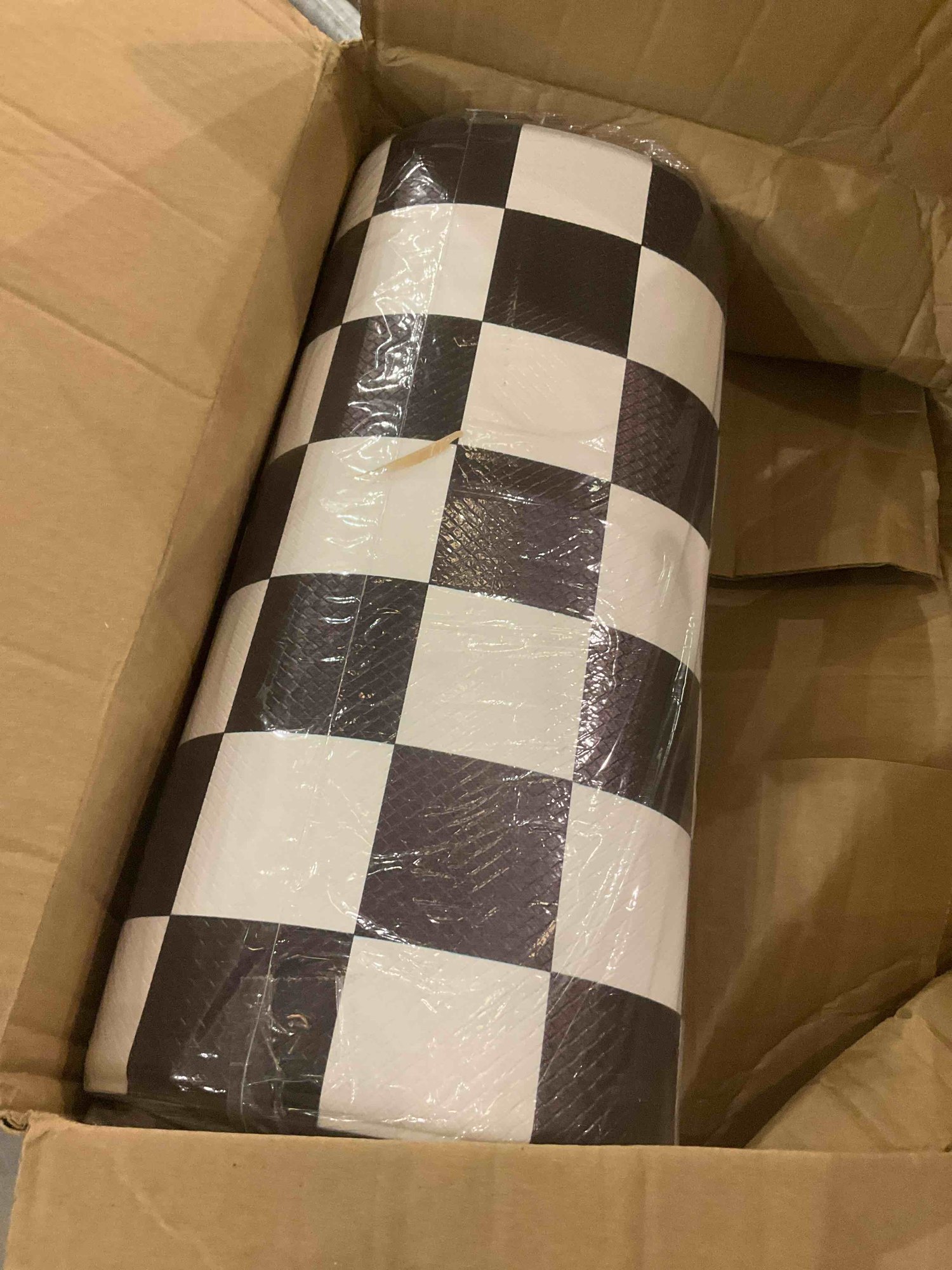 Beige Black Checkered Grid Checkerboard Kitchen Rug Sets [2 PCs], Anti-Fatigue — photo 3