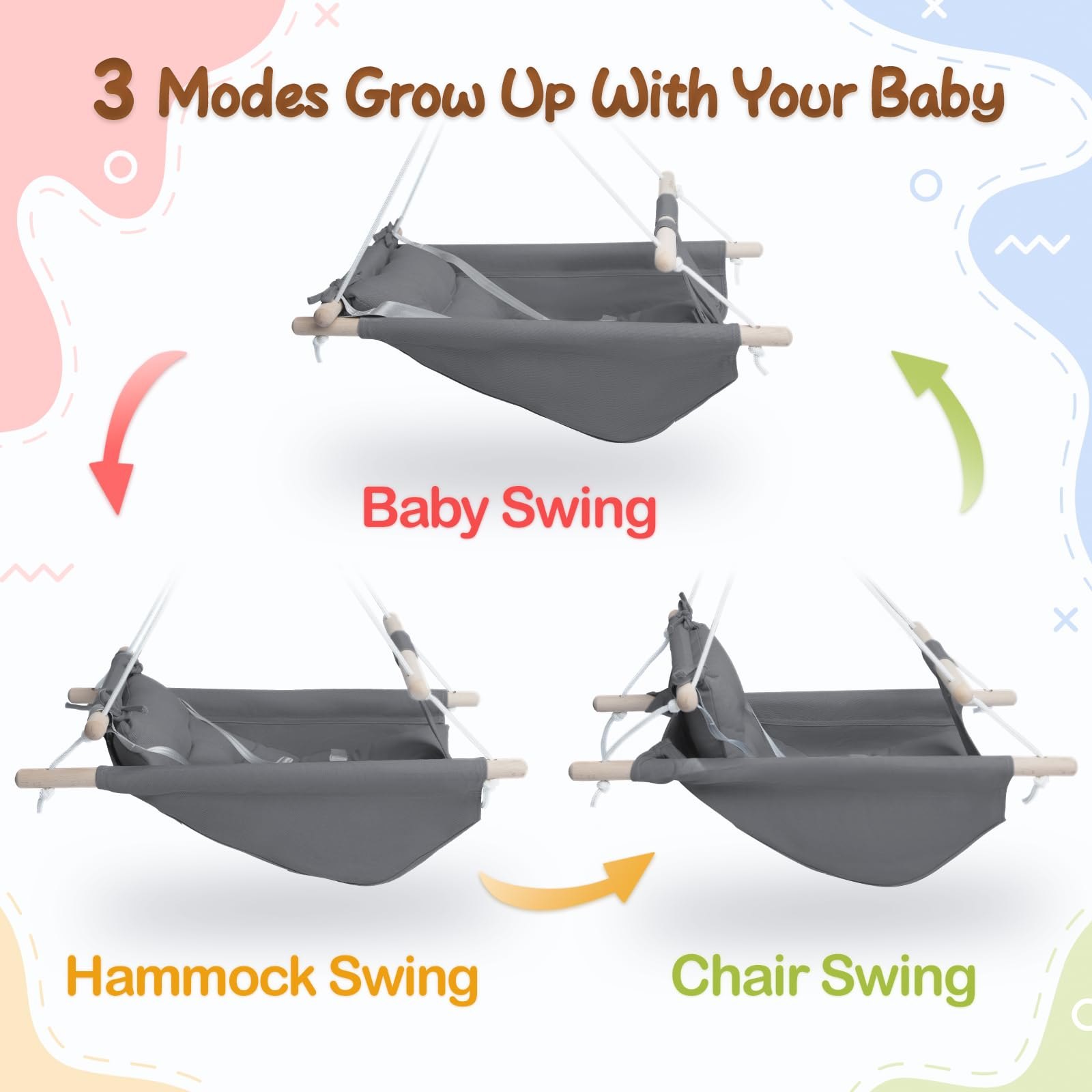 Baby Swing Indoor and Outdoor, Canvas Hammock Swing for Baby to Toddler — photo 4