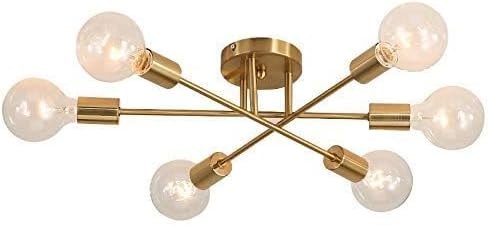 Sputnik Chandelier Gold 6 Light Adjustable Mid Century Light Fixtures Ceiling Chandeliers — photo 4