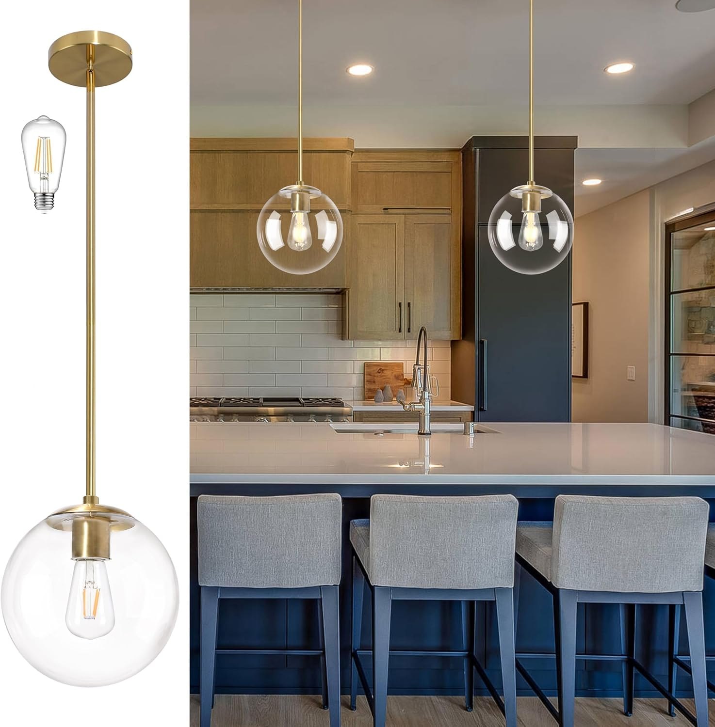 10 Inch Globe Pendant Light Gold Mid Century Pendant Light