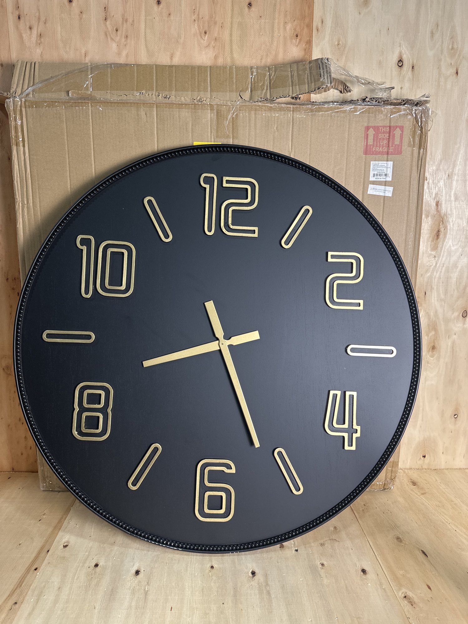 Cole And Grey Wood Large Decorative Wall Clock With Gold Hands And Numbers — photo 6