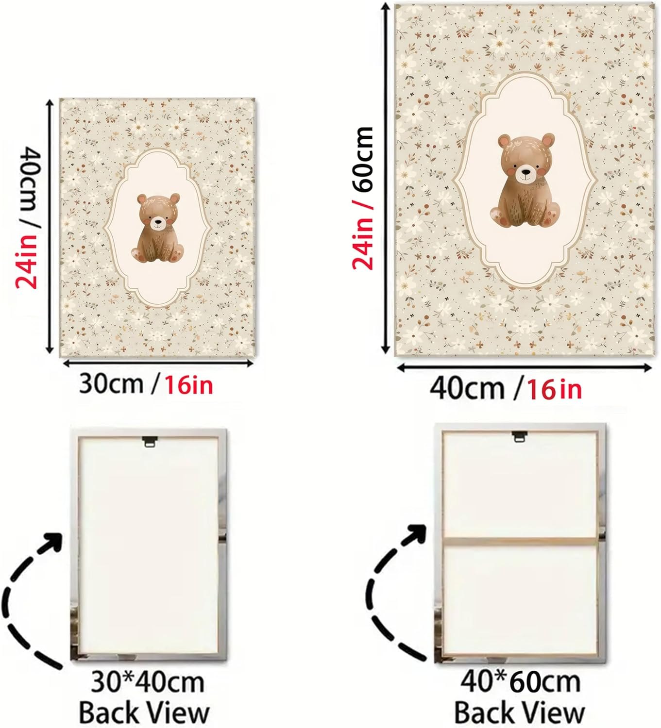 Vintage Woodland Animals Nursery Canvas Wall Art Cute Bunny Bear Deer Picture Wall Decor Country Poster Painting Print Neutral Artwork for Girls Room Kids Room Baby Room Bedroom Farmhouse Decortion Animals 24L''x16W''-Canvas — photo 5