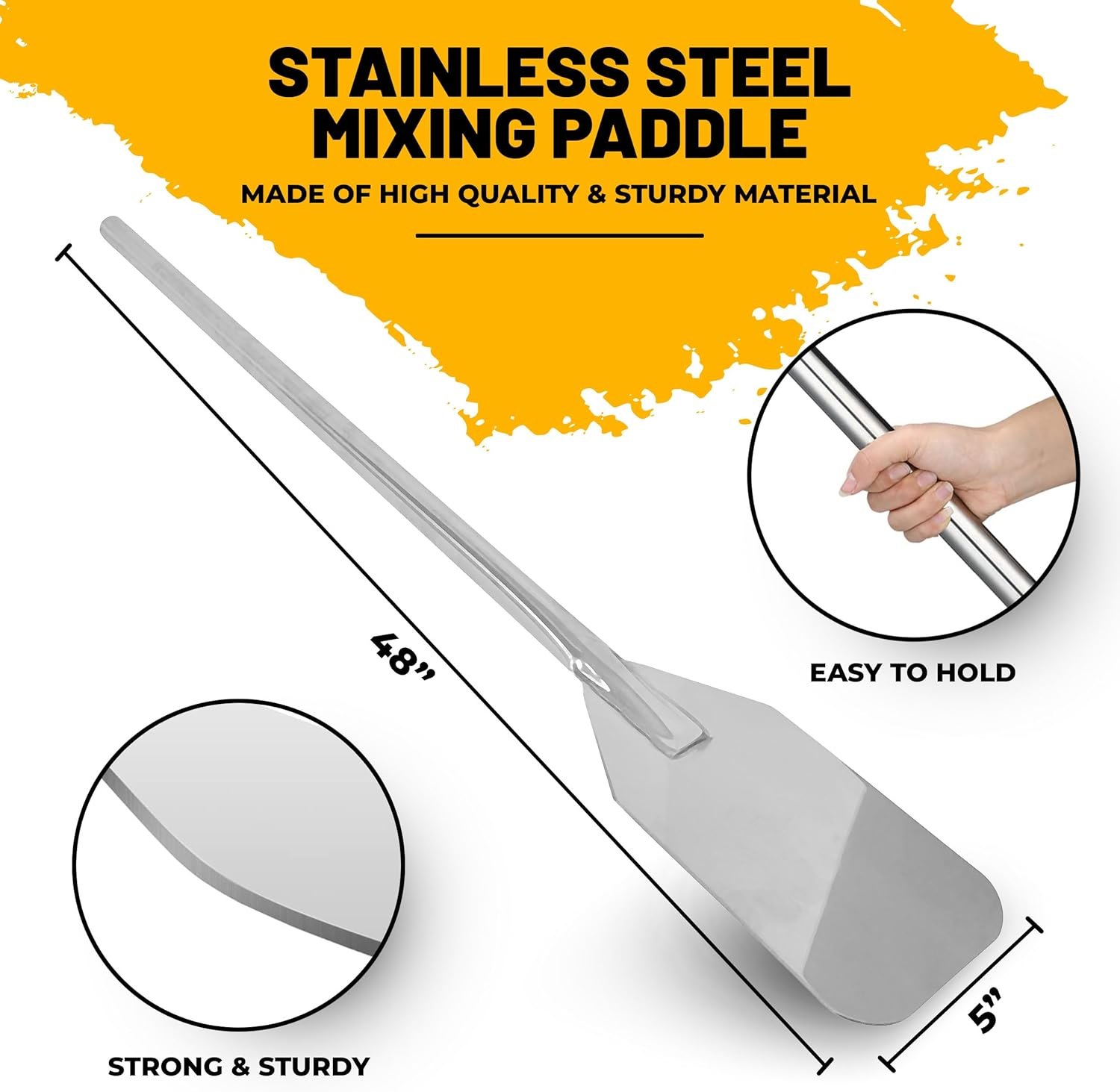 Stainless Steel Mixing Paddle - Heavy-Duty Long Stir Paddle for Large Batch Cooking, Crawfish Boil, Seafood, Shrimp, Crab, Stews, Soups, Stock Pots and Home Use (48-inch Paddle) — photo 2
