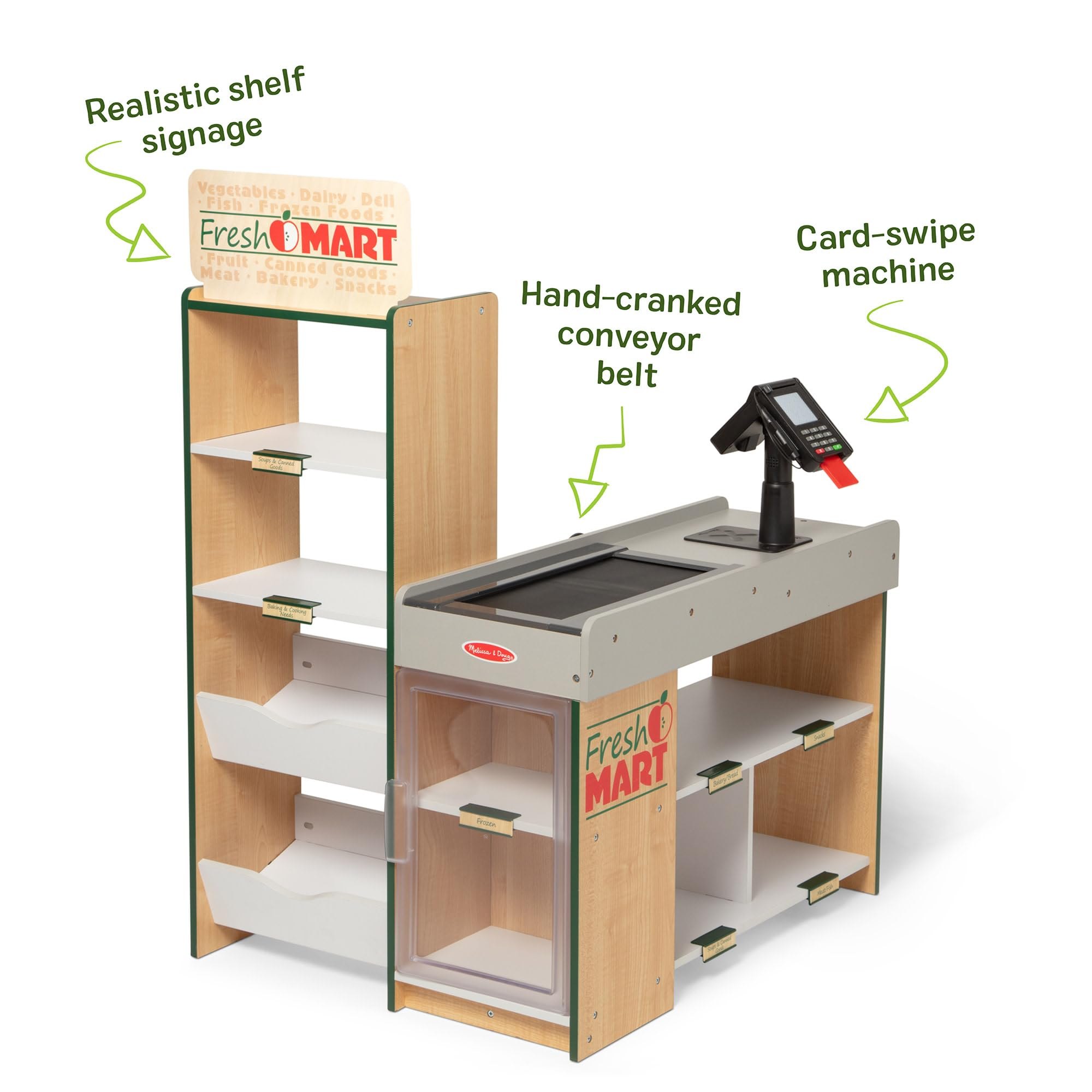 Melissa & Doug, Fresh Mart Pretend Grocery Store, Kids Cash Register with Scanner, Shelves, & Conveyor Belt, Kids Toys for Girls & Boys — photo 3