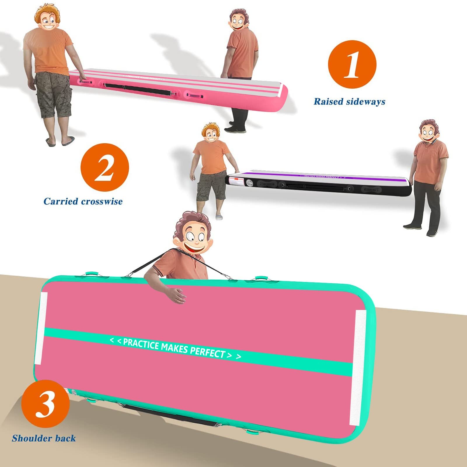 VOFiTNY All Purpose Gymnastics Mat 6.6/10/13/16/20 ft Sturdy Inflatable Tumble Track for Home/Gym — photo 6