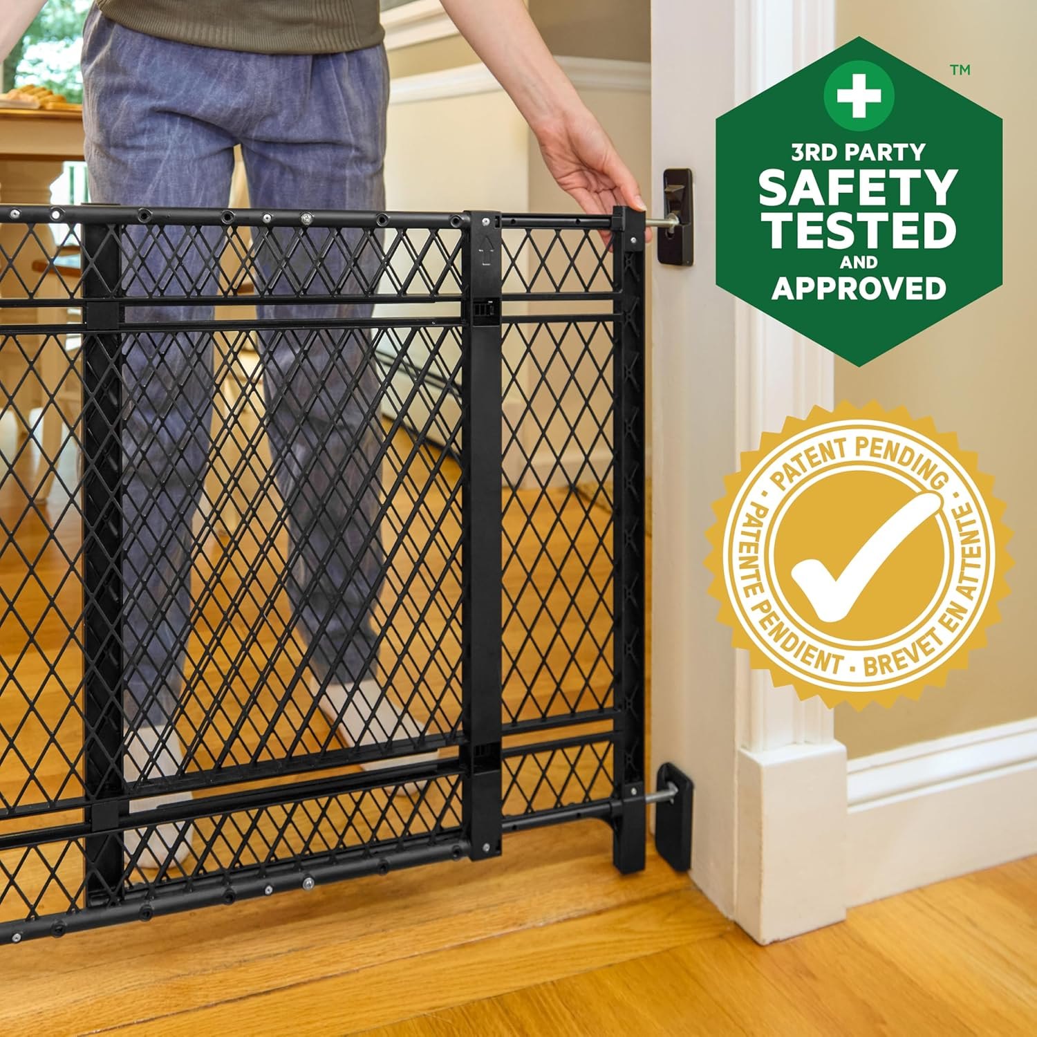 Ingenuity Doorway 42W Series Dog and Baby Gate, Indoor Outdoor, Won't Rust or Fade, Plastic Panel, Fits 23-42" Openings, 24” Tall Black 1-Pack — photo 2