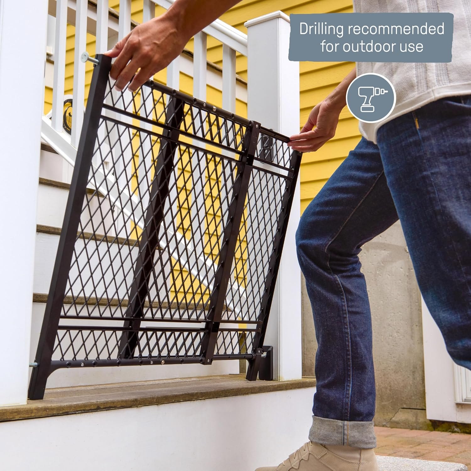 Ingenuity Doorway 42W Series Dog and Baby Gate, Indoor Outdoor, Won't Rust or Fade, Plastic Panel, Fits 23-42" Openings, 24” Tall Black 1-Pack — photo 3