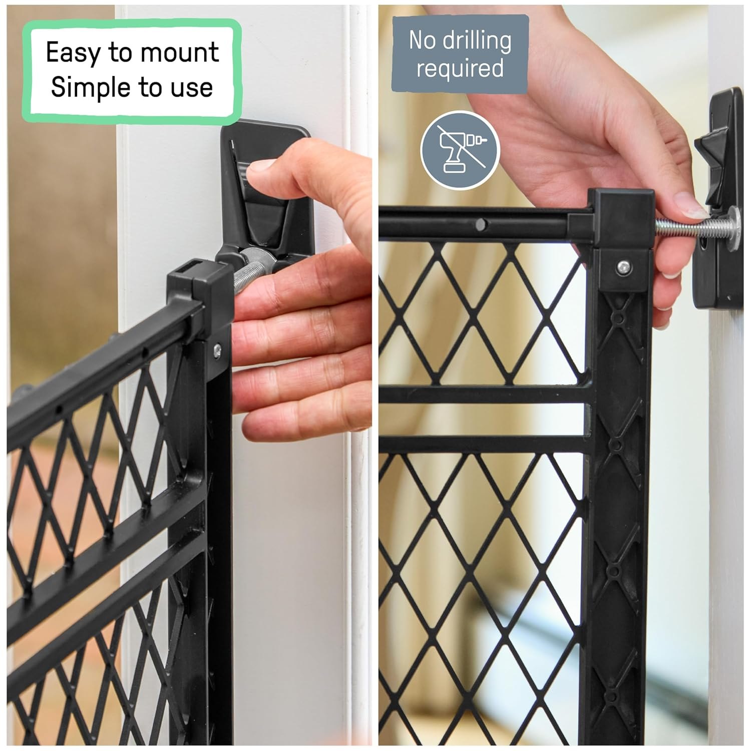 Ingenuity Doorway 42W Series Dog and Baby Gate, Indoor Outdoor, Won't Rust or Fade, Plastic Panel, Fits 23-42" Openings, 24” Tall Black 1-Pack — photo 4