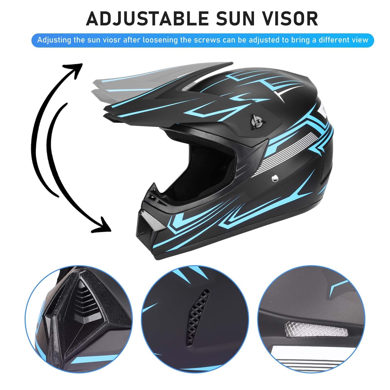 Yesmotor Youth Kids Motocross Helmet Motorcycle Dirt Bike Off-Road Mountain Bike BMX MX ATV Helmet with(Gloves Goggles Mask) 4Pcs Set - DOT Approved(Red,M) — photo 4