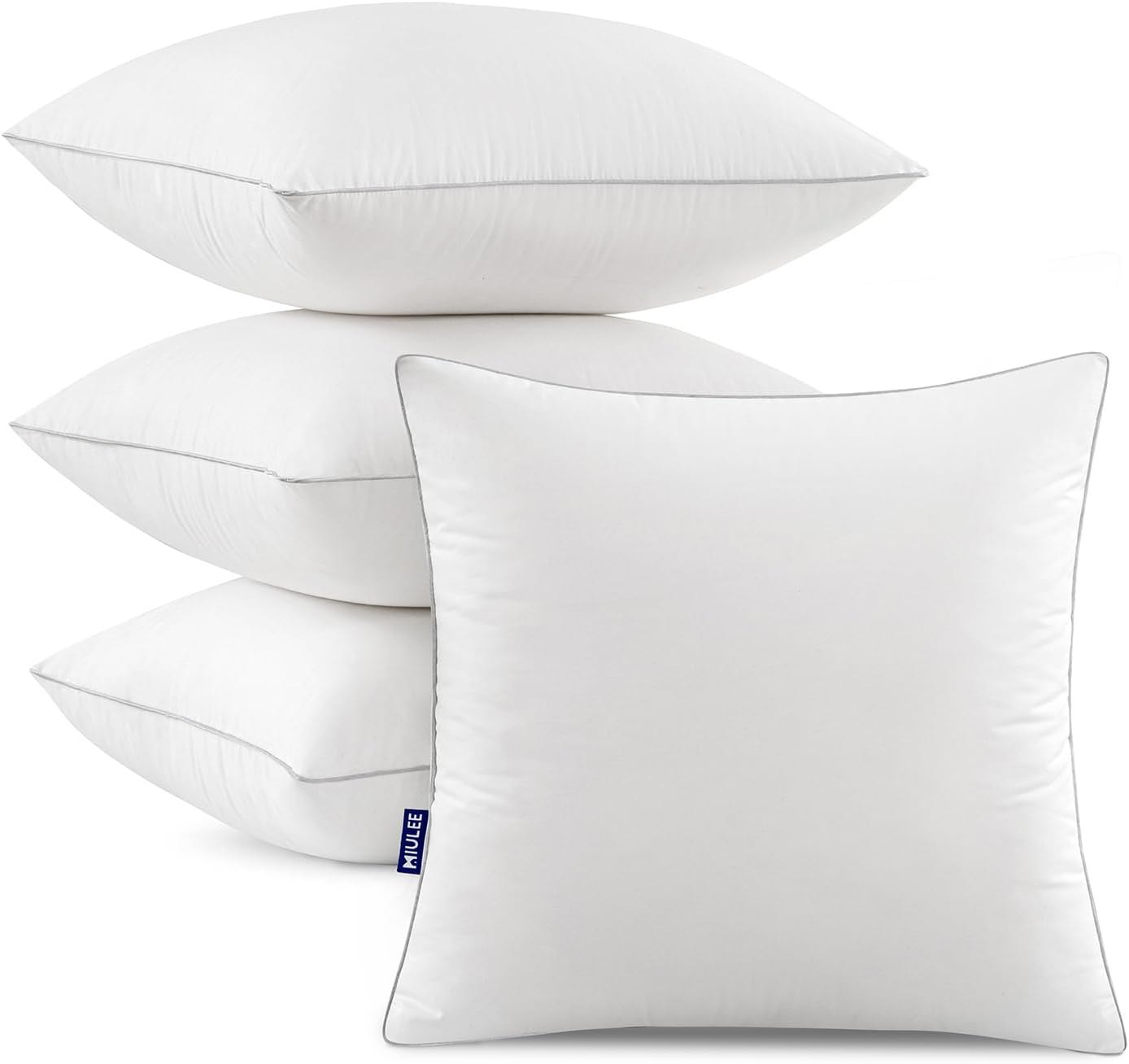 MIULEE 20x20 Pillow Inserts (Set of 4) -Decorative Throw Pillow with 100% Cotton Cover Square for Sofa Couch 4 20x20 Inch