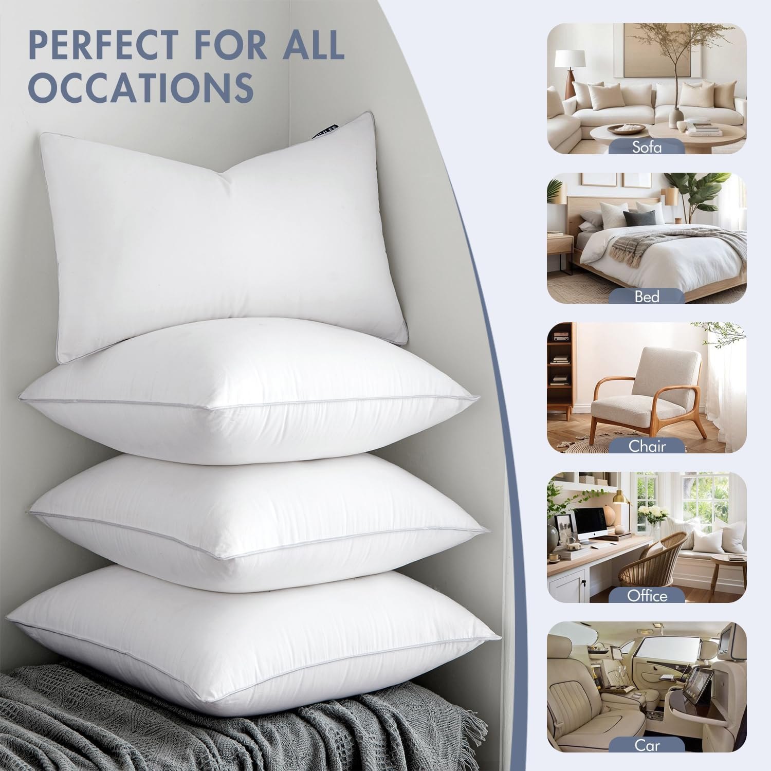 MIULEE 20x20 Pillow Inserts (Set of 4) -Decorative Throw Pillow with 100% Cotton Cover Square for Sofa Couch 4 20x20 Inch — photo 6