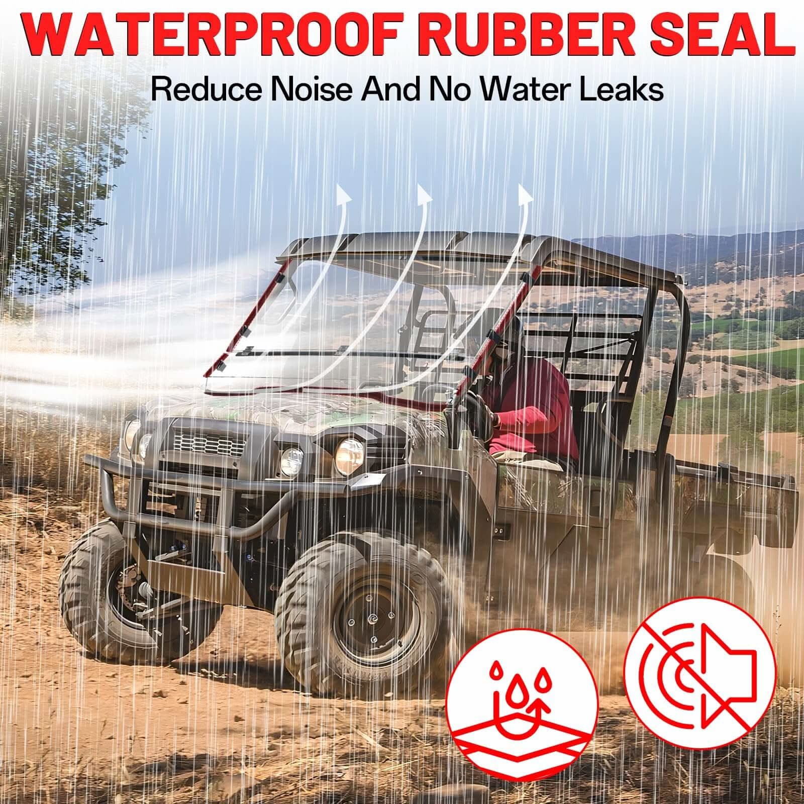 StarknightMT Folding Hard-Coated Polycarbonate Windshield for Kawasaki Mule Pro FX / FXT / DX / DXT (2015–2024) — photo 4