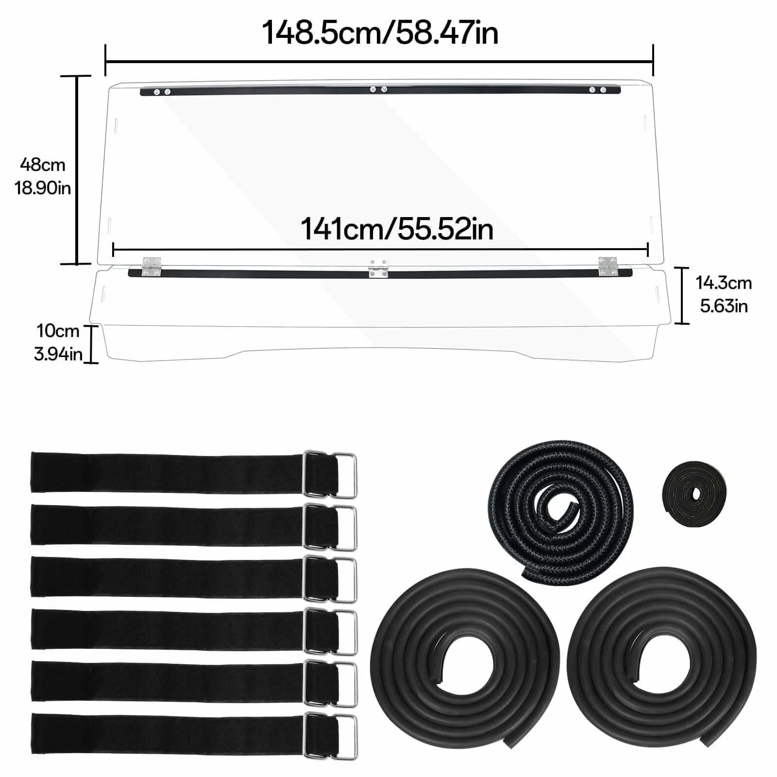 StarknightMT Folding Hard-Coated Polycarbonate Windshield for Kawasaki Mule Pro FX / FXT / DX / DXT (2015–2024) — photo 7