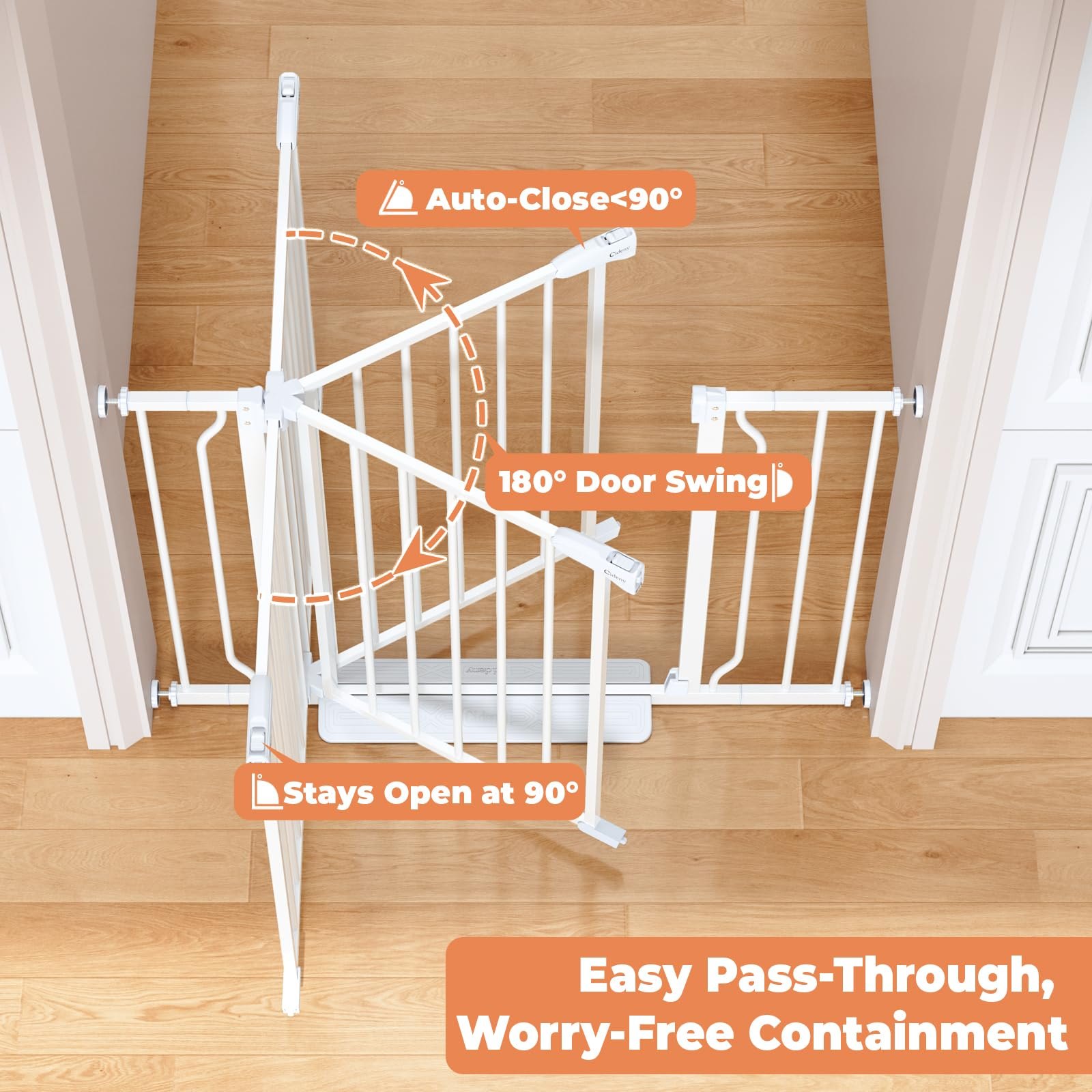 Baby Gate No Drilling, 29"-40" Auto Close Dog Gate Indoor for Doorways & Stairs, Pressure Mounted Adjustable Pet Gate, Easy Walk Through Child Gate for Children & Pets Stroller Friendly, White PM — photo 3