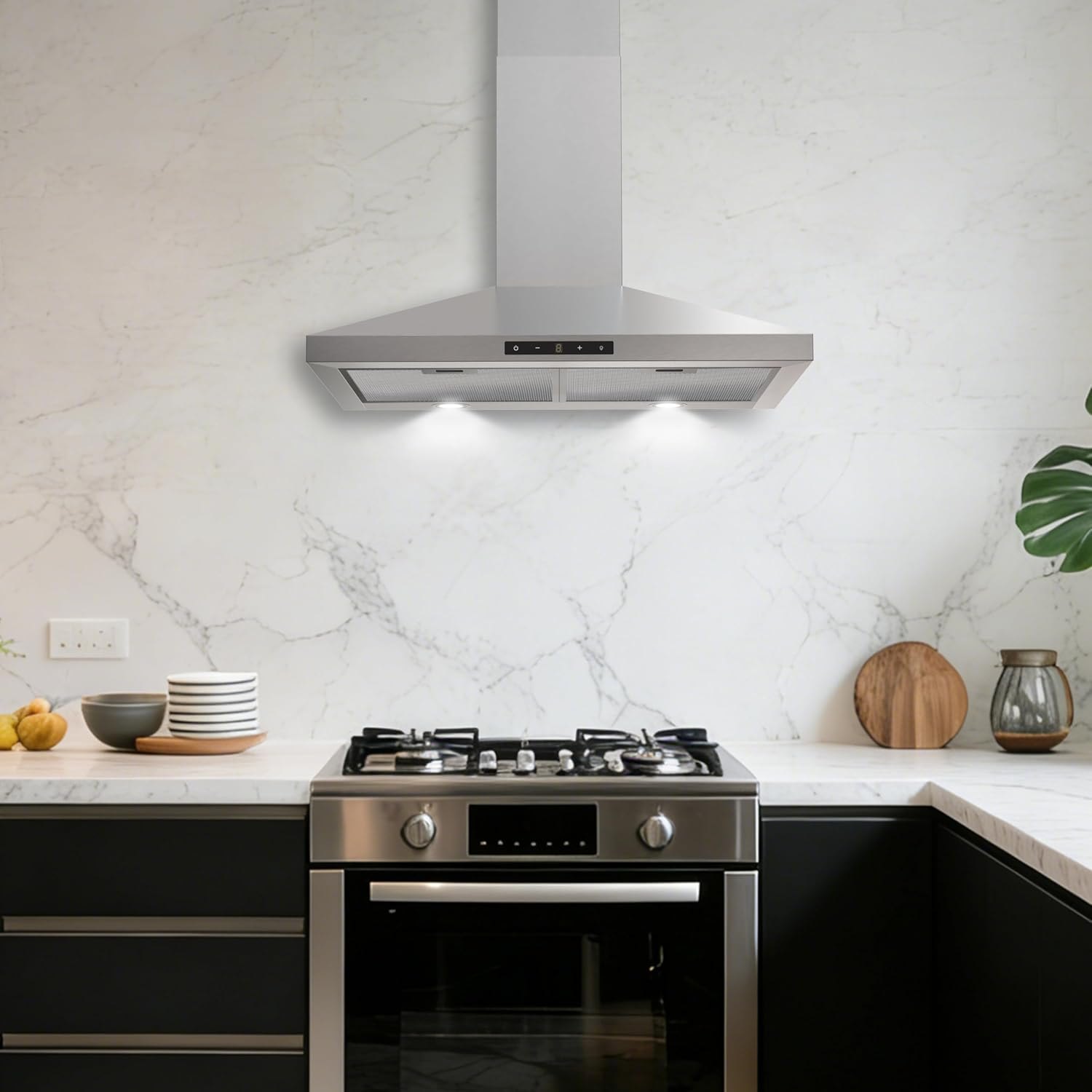 30 inch Range Hood Insert, 600CFM Kitchen Exhaust Fan - Push Button 3 Speed, Baffle Filters & LED Sign me up Lights, Under Cabinet Stove Vent Hood, Convertible Ducted/Ductless Stainless Steel 30'' Hood Vent Under Cabinet Mount No Thanks