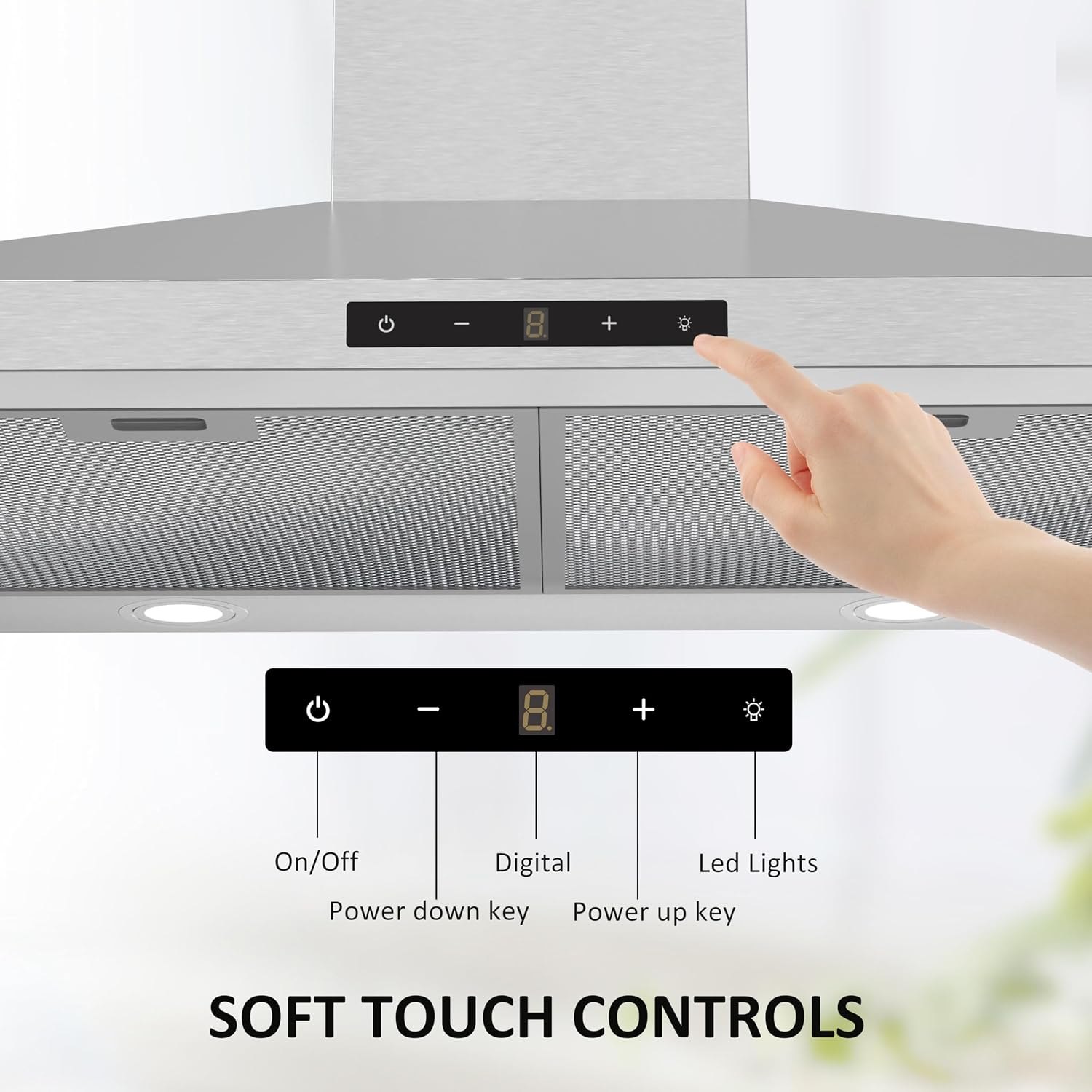30 inch Range Hood Insert, 600CFM Kitchen Exhaust Fan - Push Button 3 Speed, Baffle Filters & LED Sign me up Lights, Under Cabinet Stove Vent Hood, Convertible Ducted/Ductless Stainless Steel 30'' Hood Vent Under Cabinet Mount No Thanks — photo 2