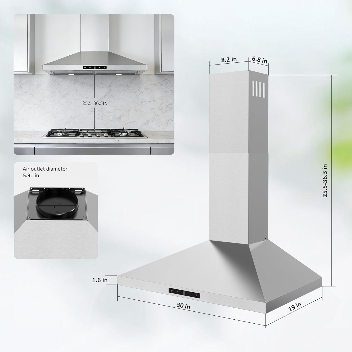 30 inch Range Hood Insert, 600CFM Kitchen Exhaust Fan - Push Button 3 Speed, Baffle Filters & LED Sign me up Lights, Under Cabinet Stove Vent Hood, Convertible Ducted/Ductless Stainless Steel 30'' Hood Vent Under Cabinet Mount No Thanks — photo 5