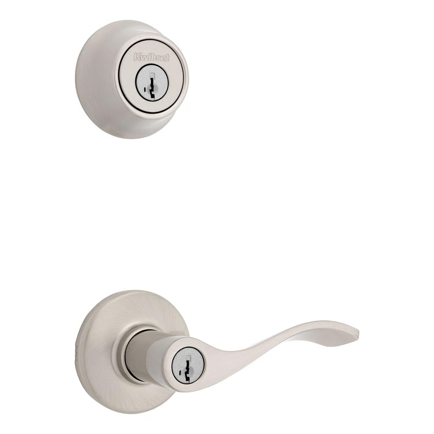 Kwikset SmartKey Security Balboa Satin Nickel Deadbolt and Entry Door Knob KW1 2-3/4 in. — photo 4