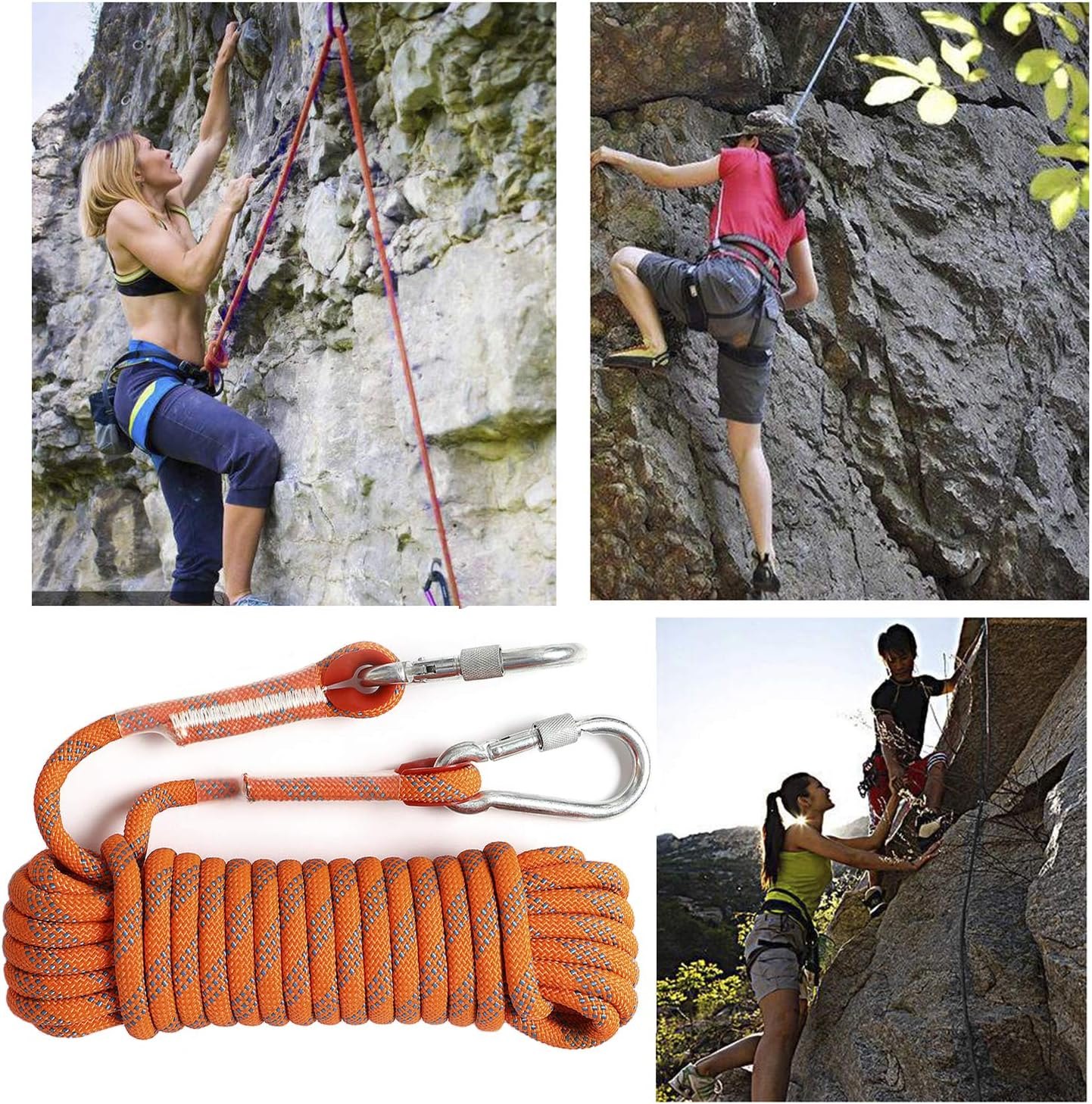 Static Climbing Ropes 35FT,50FT,100FT,150FT,200FT,250FT(Diam 10mm,16mm) Orange(diam 10mm) 150 FT PM — photo 2